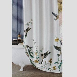 Ted Baker London Cotton Jacquard White Multicolor Bird Spring Shower Curtain